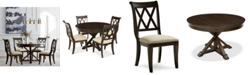 Furniture Baker Street Round Expandable Dining Furniture, 5-Pc. Set (Dining Table & 4 Side Chairs), Created for Macy's